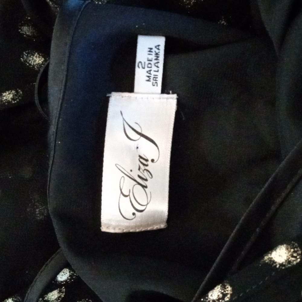 Eliza J NWT black chiffon maxi with gold dots and high slit - Picture 11 of 11